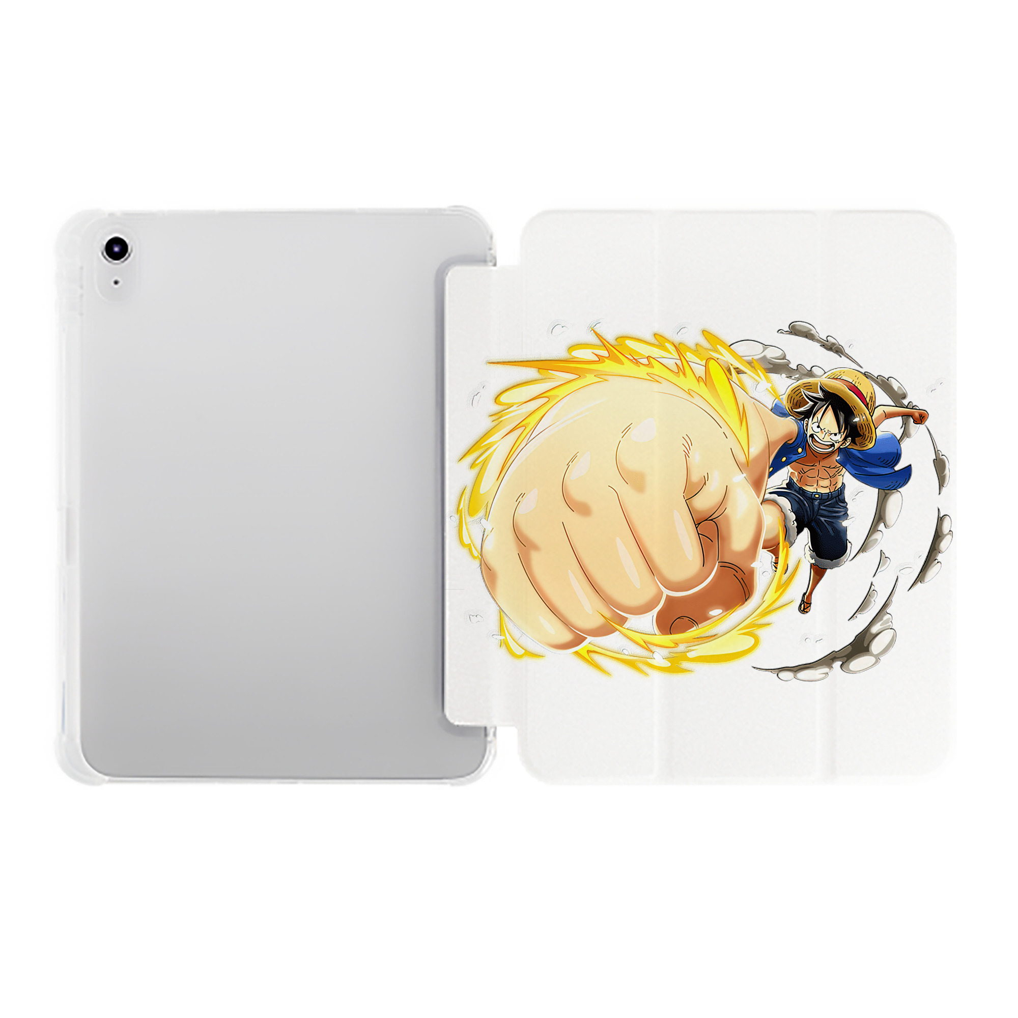 （画像用） ワンピース モンキー・D・ルフィ ONE PIECE Monkey D. Luffy IPad ケース ペン収納付き 三つ折りスタンド PUレザー×シリコン 対応機種9.5/10.5/10.9インチ